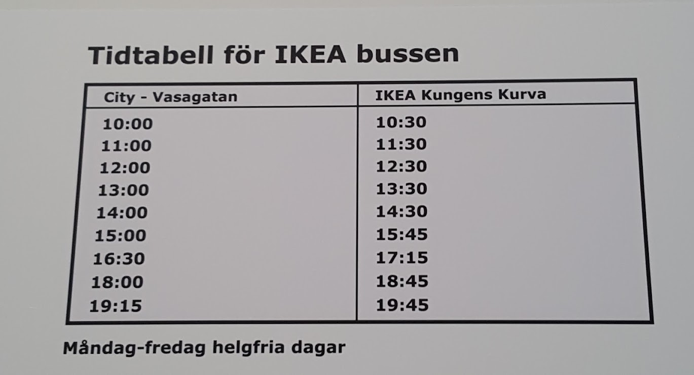 bus to IKEA is located at Vasagatan 10