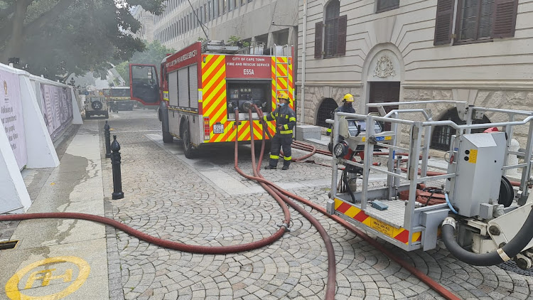 Fire fighters have been praised for their efficient response to the fire in parliament.