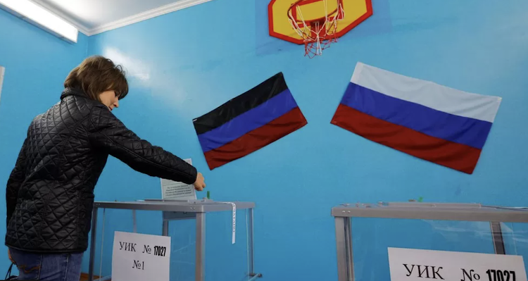 A voter in Donetsk on Tuesday