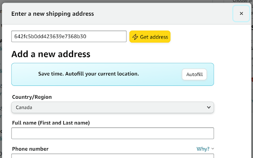 Amazon Address Autofill