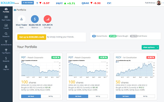 Stock Market Game chrome extension