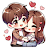 Cute couple stickers icon