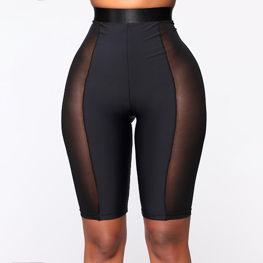 Title 4, Womens Skinny Mesh Sheer Sports Shorts Cropped...