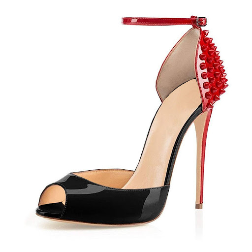 Title 7, Fish Mouth Color Matching Rivet High Heels. Sty...