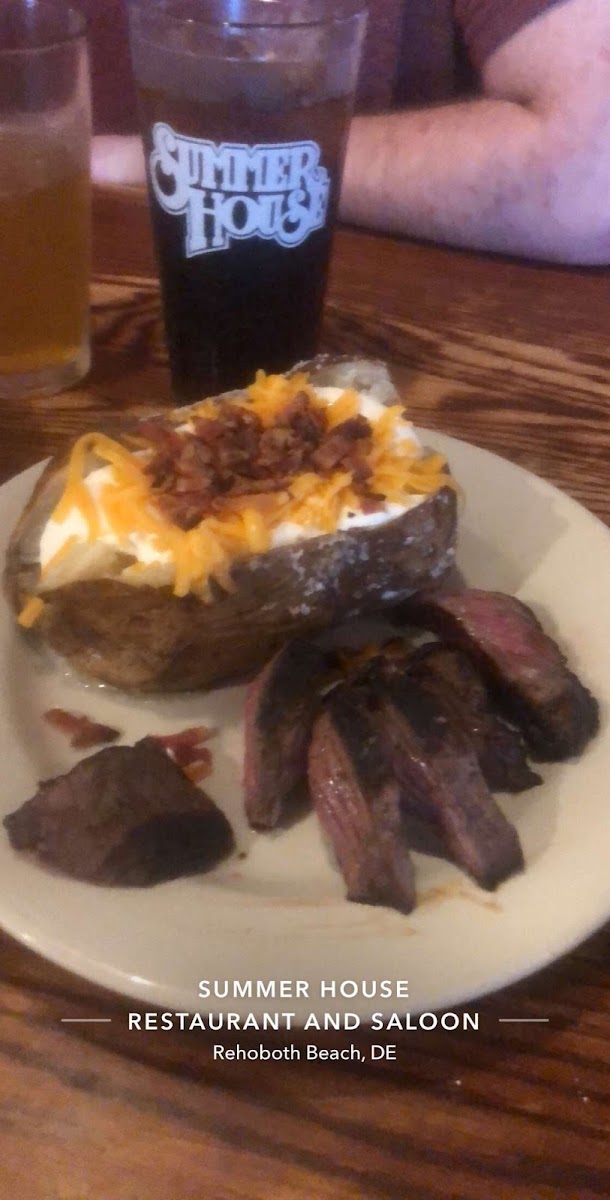 Sirloin steak and loaded potato. The potato was huge