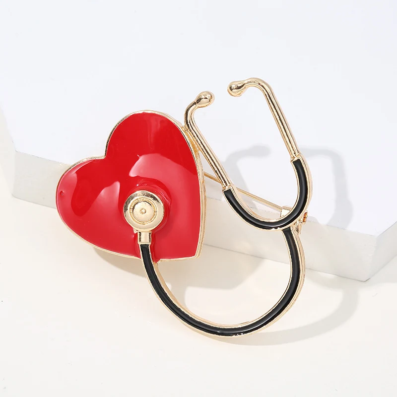 Spille con stetoscopio Spilla oro Gioielli romantici per feste Spille da bavero in metallo Regalo perfetto per medici e infermieri Elegante
