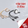 Cáp Sạc Rút Tròn Đa Năng 3 Đầu, 3 In 1 Sạc Nhanh, Dây Cao Cấp Siêu Bền