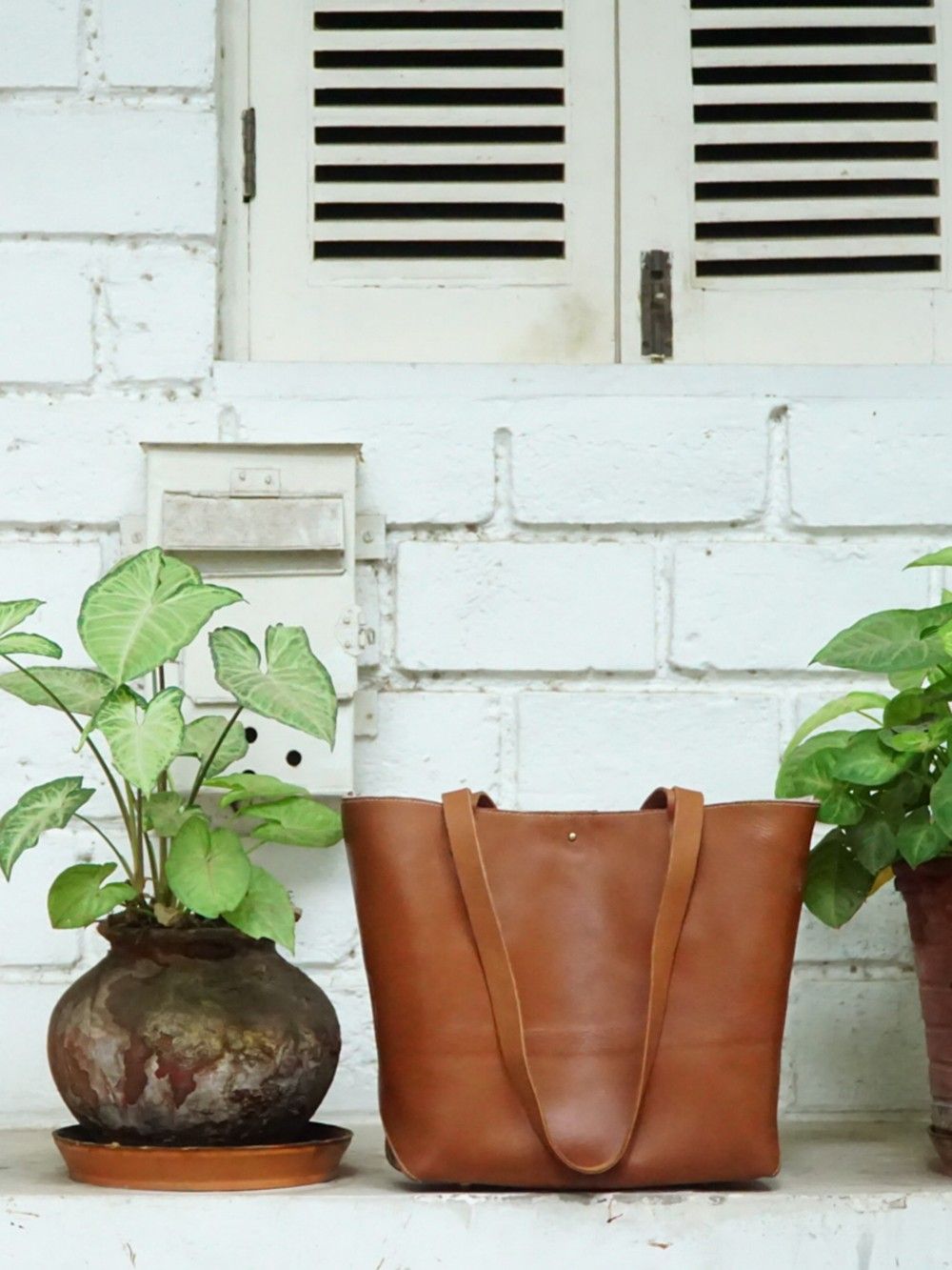 the loom - Tan Handcrafted Leather Tote Bag