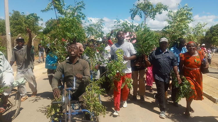 Squatters protest against land grabbing in Lamu.