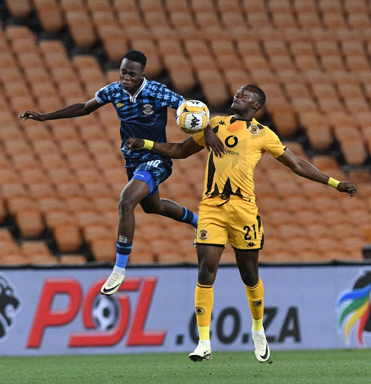 Mashweu Mphahlele of Swallows challenges Christian Saile of Chiefs on Saturday.