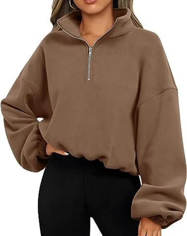 Giacca in pile polar con mezza zip, - 3