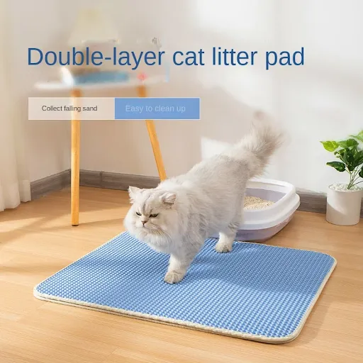 Cat Litter Mat Double Layer Waterproof Urine Proof Trapping Mat Easy to Clean Non-Slip Toilet Pad Cat Scratch Pad Large 
