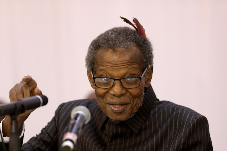 Prince Mangosuthu Buthelezi addressing amakhosi during a meeting about the Ingonyama Trust in Empangeni, KwaZulu-Natal, May 2023. Picture: SANDILE NDLOVU