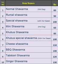 Abida Shawarma menu 1