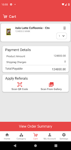 Screenshot Online Order