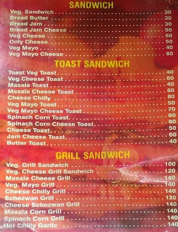 Sandwich Factory menu 