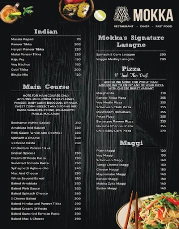 Mokka Cafe & Restaurant menu 