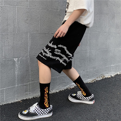 Title 4, Mens Loose Casual Shorts Dark Line Harajuku St...