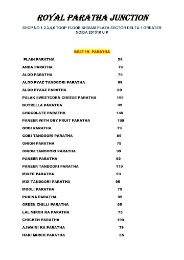 Paratha Junction menu 