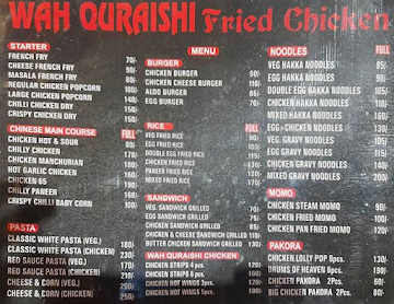 Wah Quraishi menu 