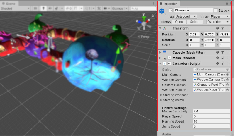 the inspector window in unity animator engines allows you to see every detail of animation