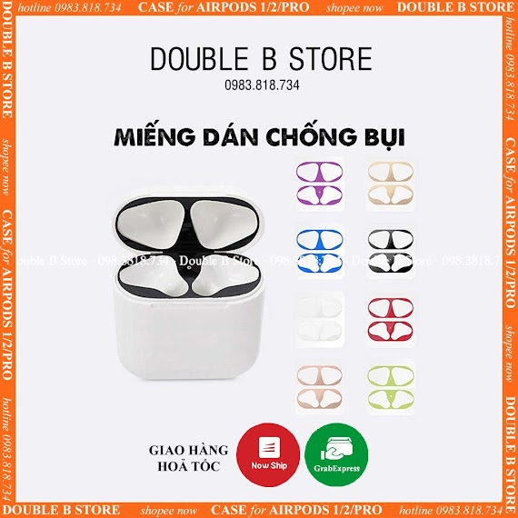 Skin Miếng Dán Kim Loại Bảo Vệ Hộp Sạc Tai Nghe Bluetooth Airpods 1/2/3/Pro Tính Năng Chống Bụi Bẩn