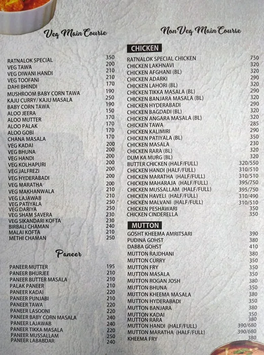 Shruti Restaurant & Bar menu 