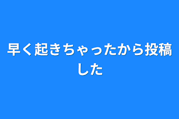 早く起きちゃったから投稿した