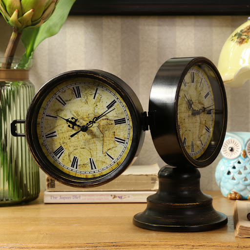 Title 6, American old double-sided desk clock, silent, v...