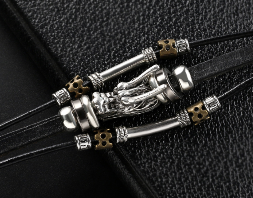 Kraan legering armband lederen Koreaanse persoonlijkheid populaire armband lederen touw sieraden dominante retro studenten sieraden