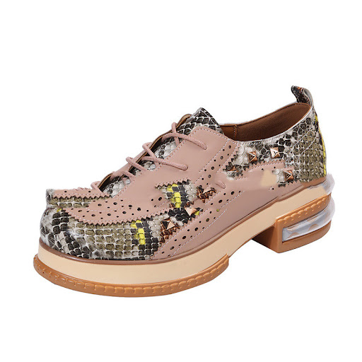 Title 2, Comfortable low-heeled color-blocking front lac...