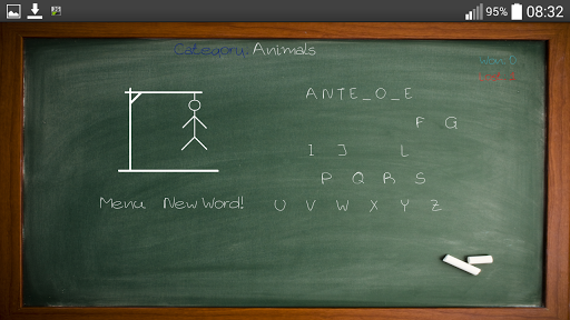 Screenshot Hangman on Blackboard