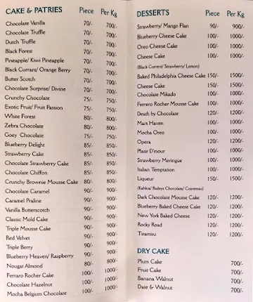 Sugartooth Patisserie menu 