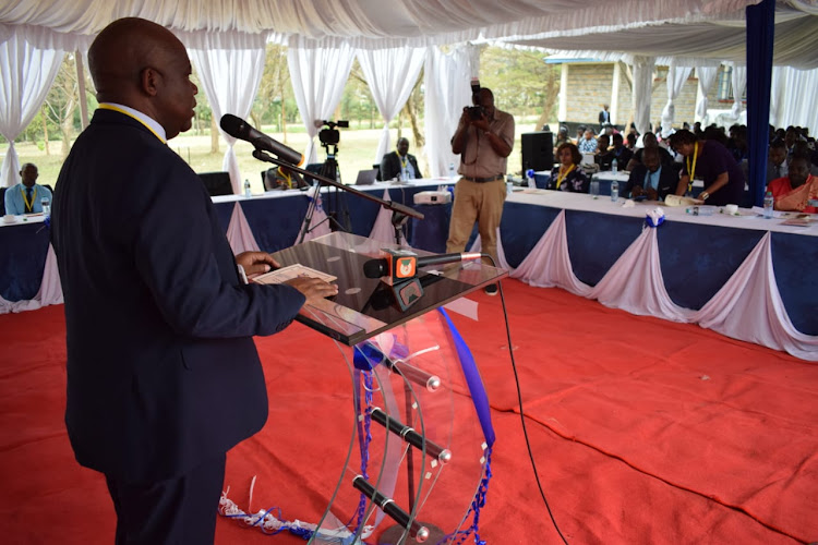 EACC Director Preventive Services Vincent Okong'o speaks during a conference with universities at Tom Mboya University in Homa Bay town on January 18.