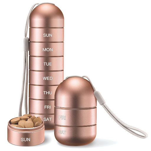Title 3, Metal Pill Organizer Weekly Waterproof Travel P...