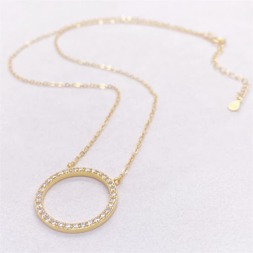 Title 6, New S925 Sterling Silver Shiny Zircon Circle Ne...