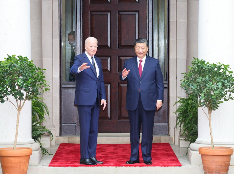 Chinese President Xi Jinping meets with U.S. President Joe Biden at Filoli Estate in the U.S. state of California, November 15, 2023.