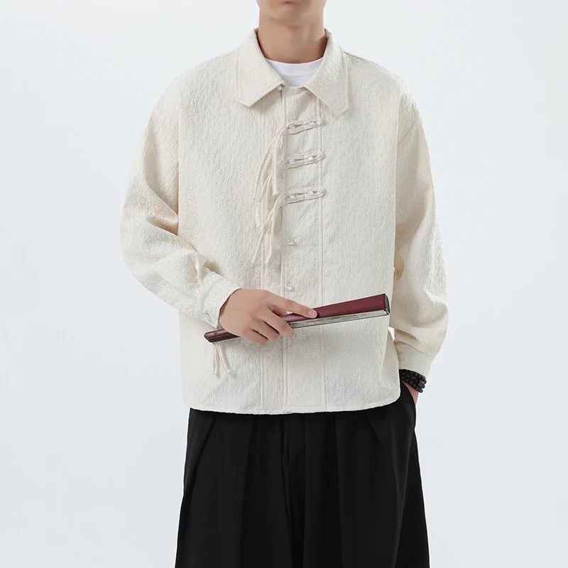Camisa de diseño holgado original estilo chino retro y artístico, perfecta para un look casual y elegante. Disfruta la comodidad y el estilo único.