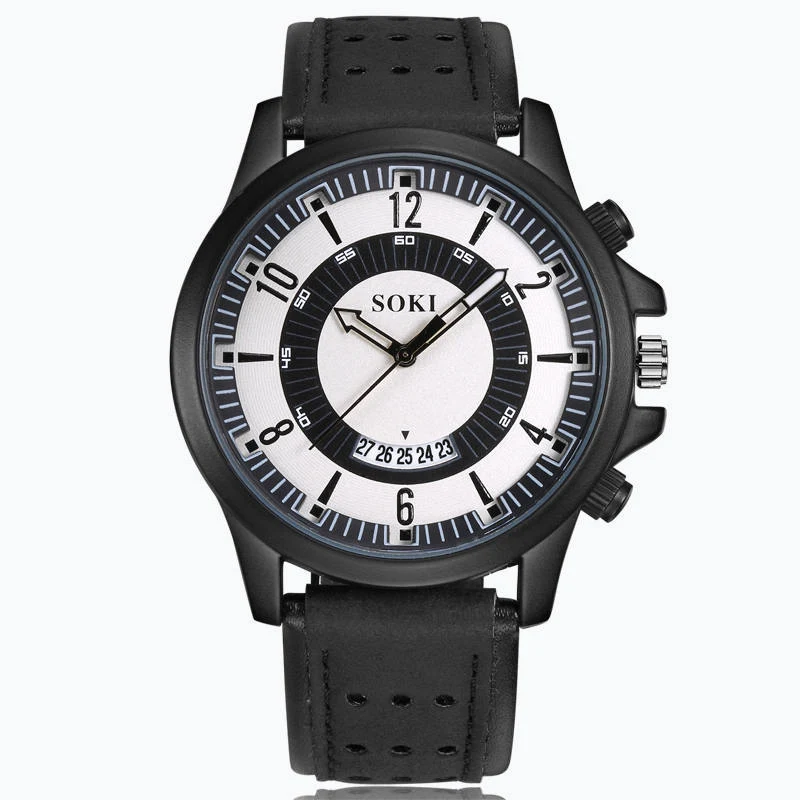 Title 8, Herenhorloge met grote wijzerplaat en frosted b...