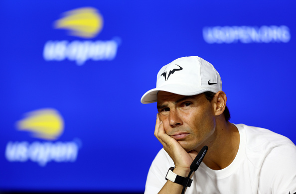 Rafael Nadal of Spain answering questions during media day before the start of the US Open at USTA Billie Jean King National Tennis Center on August 26, 2022 in New York City.