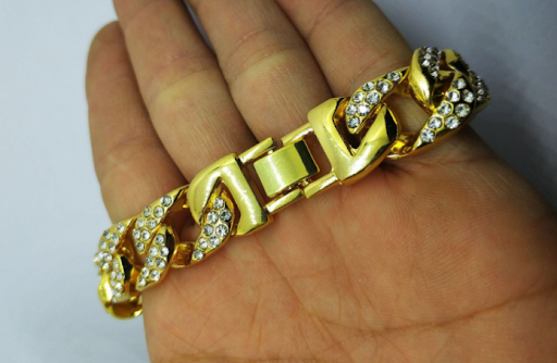 Title 2, Full Diamond Cuban Chain Mens Bracelet Dominee...