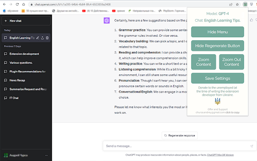 ChatGPT UI Settings