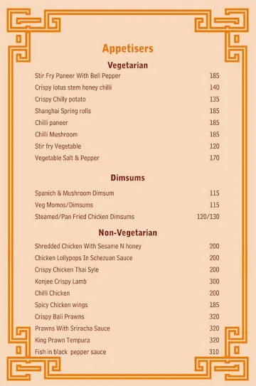 Asian Bowl menu 