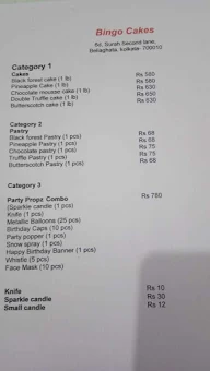 Bingo Cakes menu 2