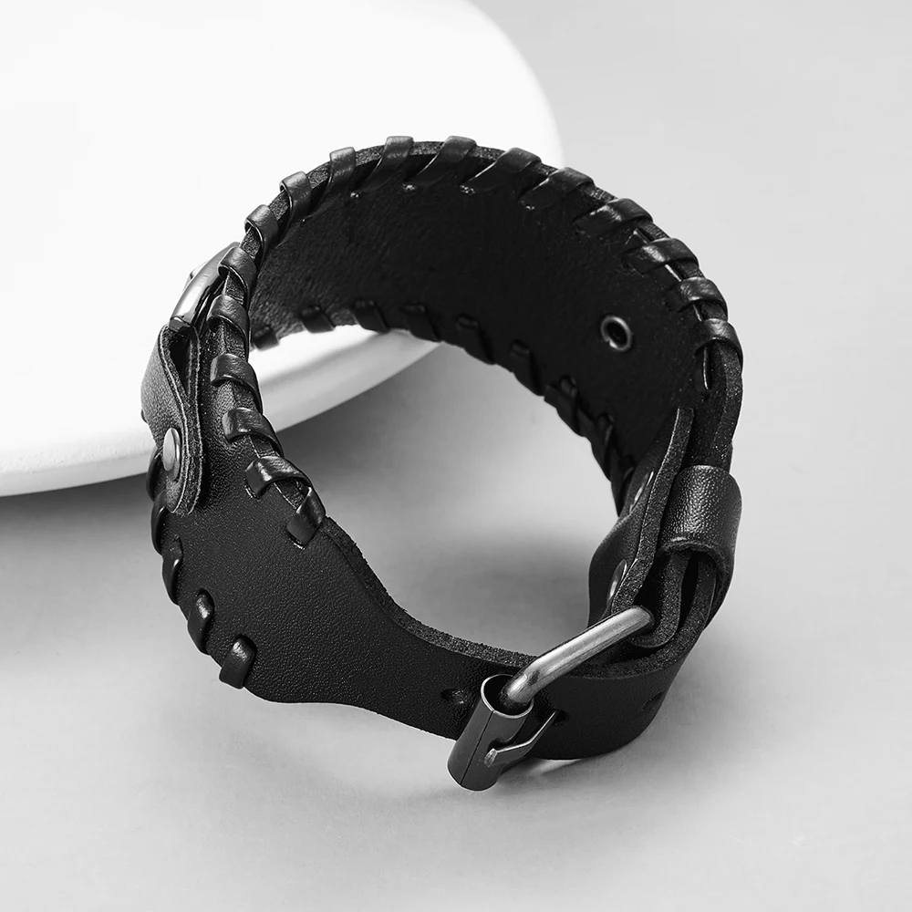 Title 2, Echt lederen macrame armband gevlochten voor he...