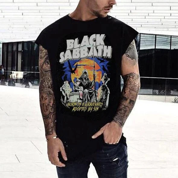 Men's Crew Neck Sleeveless Printed Vest