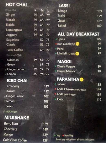 Chai Point menu 