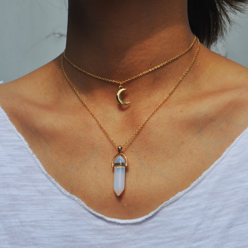 Title 1, Hexagon column necklace, a stylish and modern a...