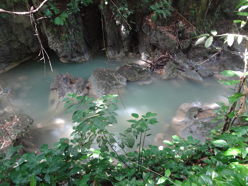 Cave hiding behind a waterfall Jamaica 2013