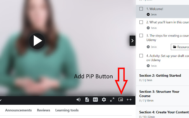 Udemy Picture-in-Picture chrome extension